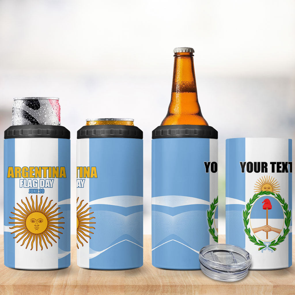 Personalized Argentina Flag Day 4 in 1 Can Cooler Tumbler Sun Of May Sol De Mayo - National Emblem Patriotism