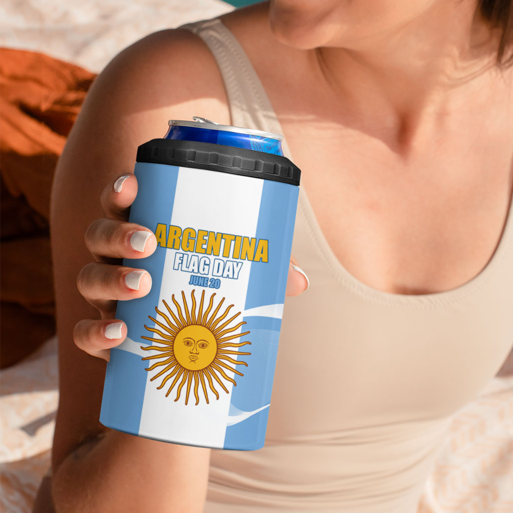 Personalized Argentina Flag Day 4 in 1 Can Cooler Tumbler Sun Of May Sol De Mayo - National Emblem Patriotism