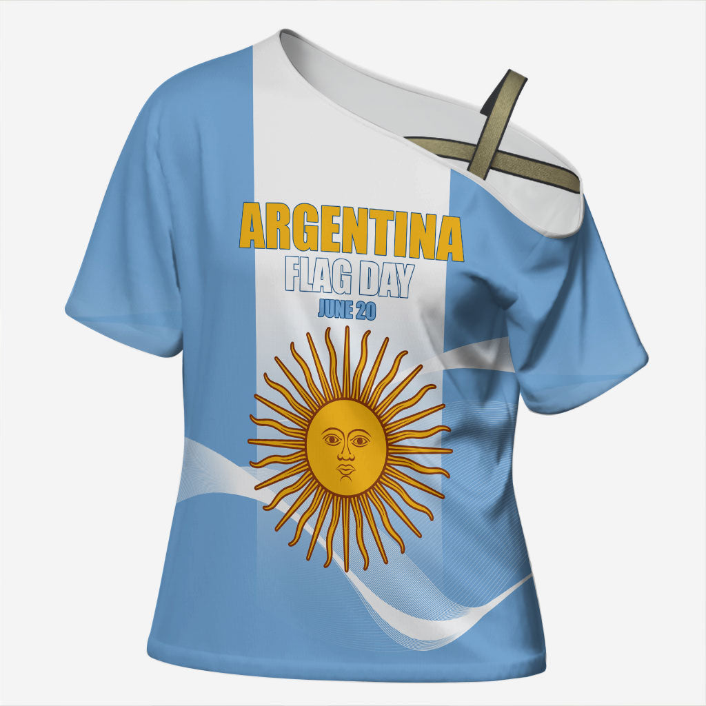 Personalized Argentina Flag Day Cross Shoulder Shirt Sun Of May Sol De Mayo - National Emblem Patriotism