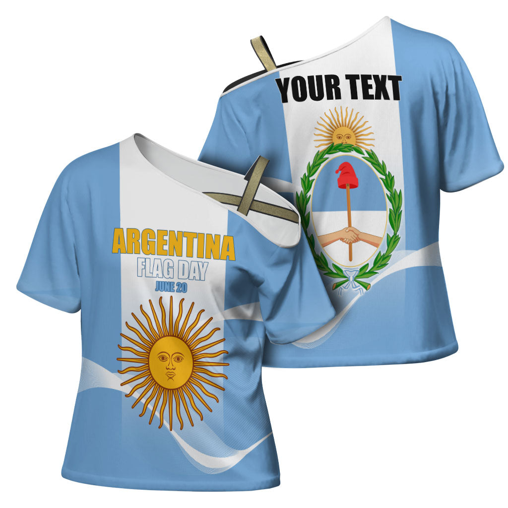 Personalized Argentina Flag Day Cross Shoulder Shirt Sun Of May Sol De Mayo - National Emblem Patriotism