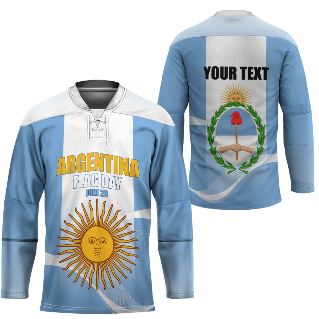 Personalized Argentina Flag Day Hockey Jersey Sun Of May Sol De Mayo - National Emblem Patriotism
