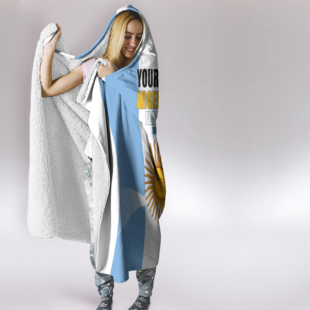 Personalized Argentina Flag Day Hooded Blanket Sun Of May Sol De Mayo - National Emblem Patriotism