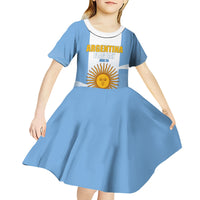 Personalized Argentina Flag Day Kid Short Sleeve Dress Sun Of May Sol De Mayo - National Emblem Patriotism