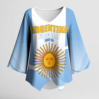 Personalized Argentina Flag Day Kimono Sleeve Blouse Sun Of May Sol De Mayo - National Emblem Patriotism
