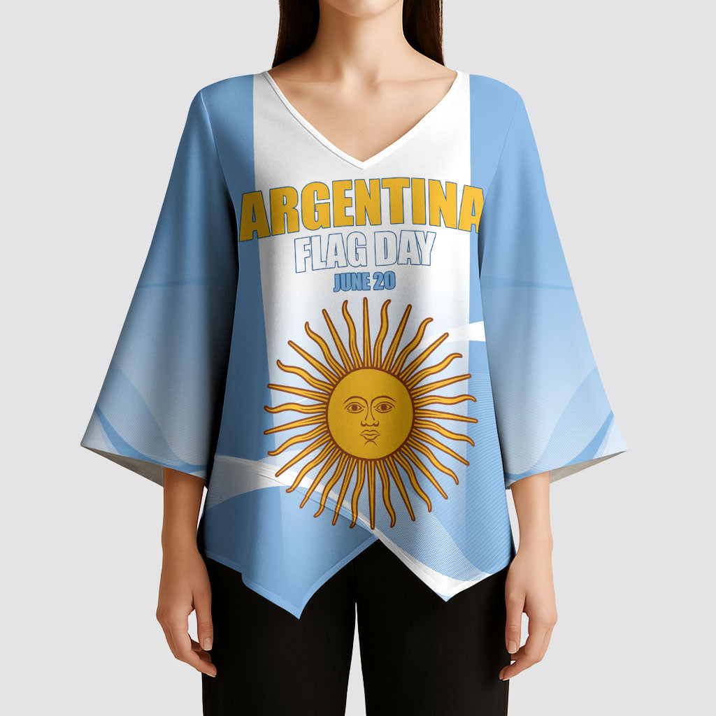 Personalized Argentina Flag Day Kimono Sleeve Blouse Sun Of May Sol De Mayo - National Emblem Patriotism