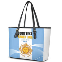 Personalized Argentina Flag Day Leather Tote Bag Sun Of May Sol De Mayo - National Emblem Patriotism