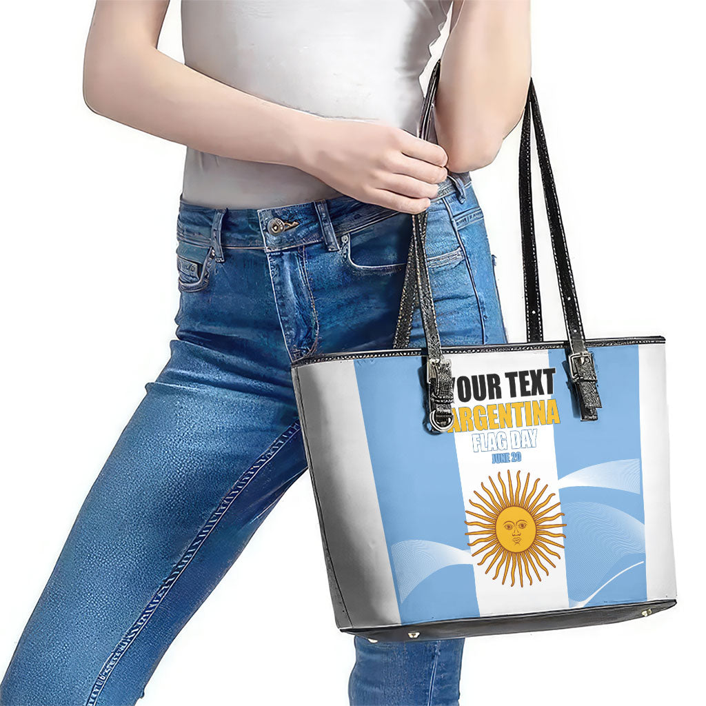 Personalized Argentina Flag Day Leather Tote Bag Sun Of May Sol De Mayo - National Emblem Patriotism