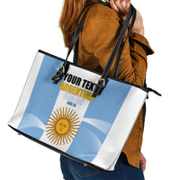 Personalized Argentina Flag Day Leather Tote Bag Sun Of May Sol De Mayo - National Emblem Patriotism