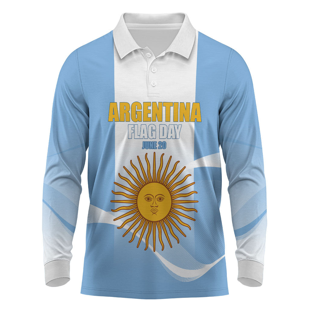 Personalized Argentina Flag Day Long Sleeve Polo Shirt Sun Of May Sol De Mayo - National Emblem Patriotism