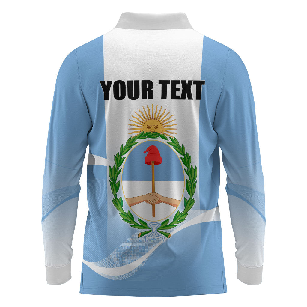 Personalized Argentina Flag Day Long Sleeve Polo Shirt Sun Of May Sol De Mayo - National Emblem Patriotism