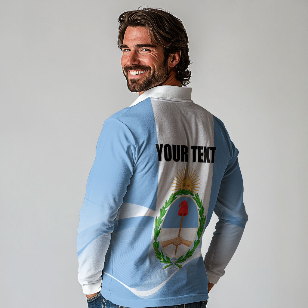 Personalized Argentina Flag Day Long Sleeve Polo Shirt Sun Of May Sol De Mayo - National Emblem Patriotism