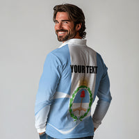 Personalized Argentina Flag Day Long Sleeve Polo Shirt Sun Of May Sol De Mayo - National Emblem Patriotism