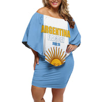 Personalized Argentina Flag Day Off Shoulder Short Dress Sun Of May Sol De Mayo - National Emblem Patriotism