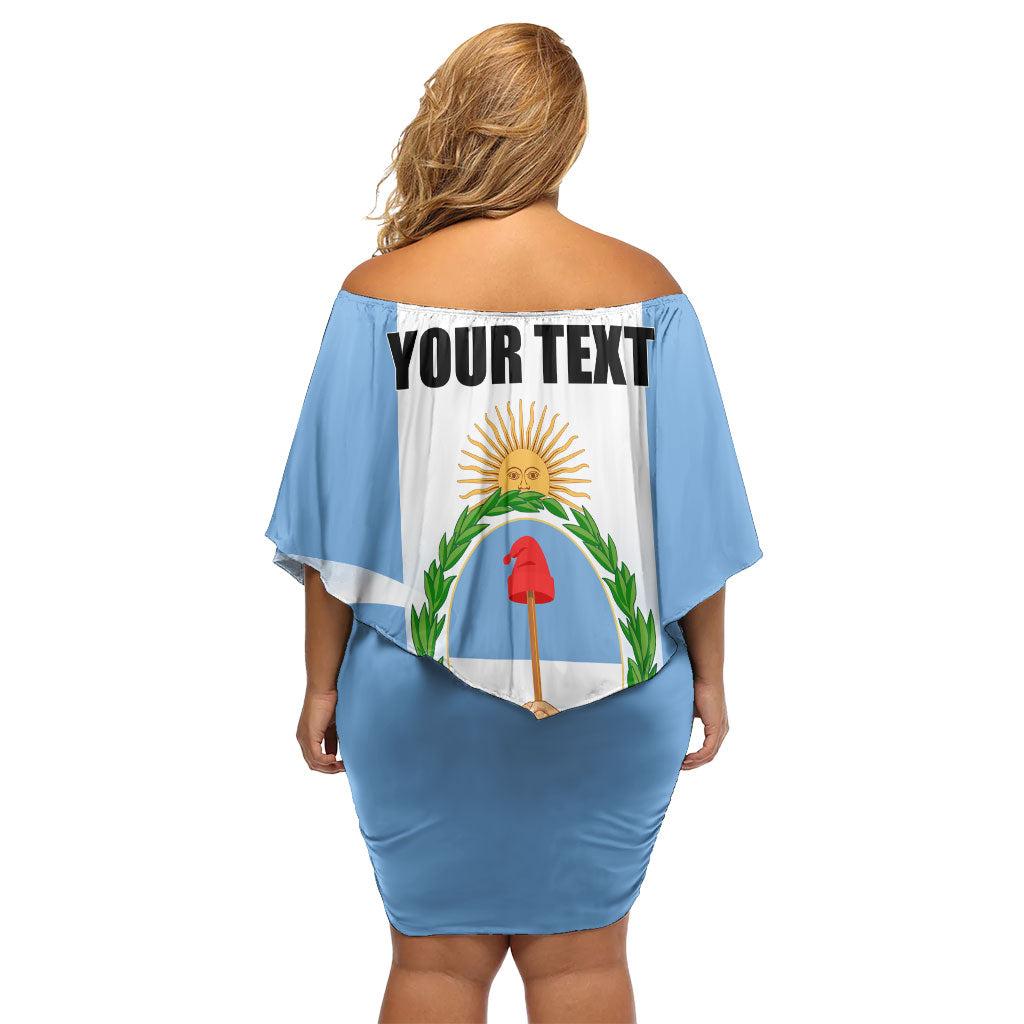 Personalized Argentina Flag Day Off Shoulder Short Dress Sun Of May Sol De Mayo - National Emblem Patriotism