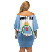 Personalized Argentina Flag Day Off Shoulder Short Dress Sun Of May Sol De Mayo - National Emblem Patriotism
