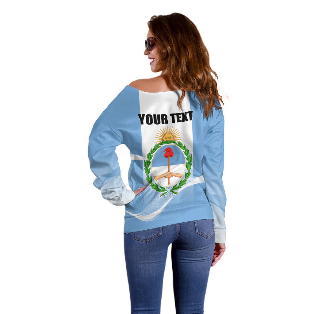 Personalized Argentina Flag Day Off Shoulder Sweater Sun Of May Sol De Mayo - National Emblem Patriotism