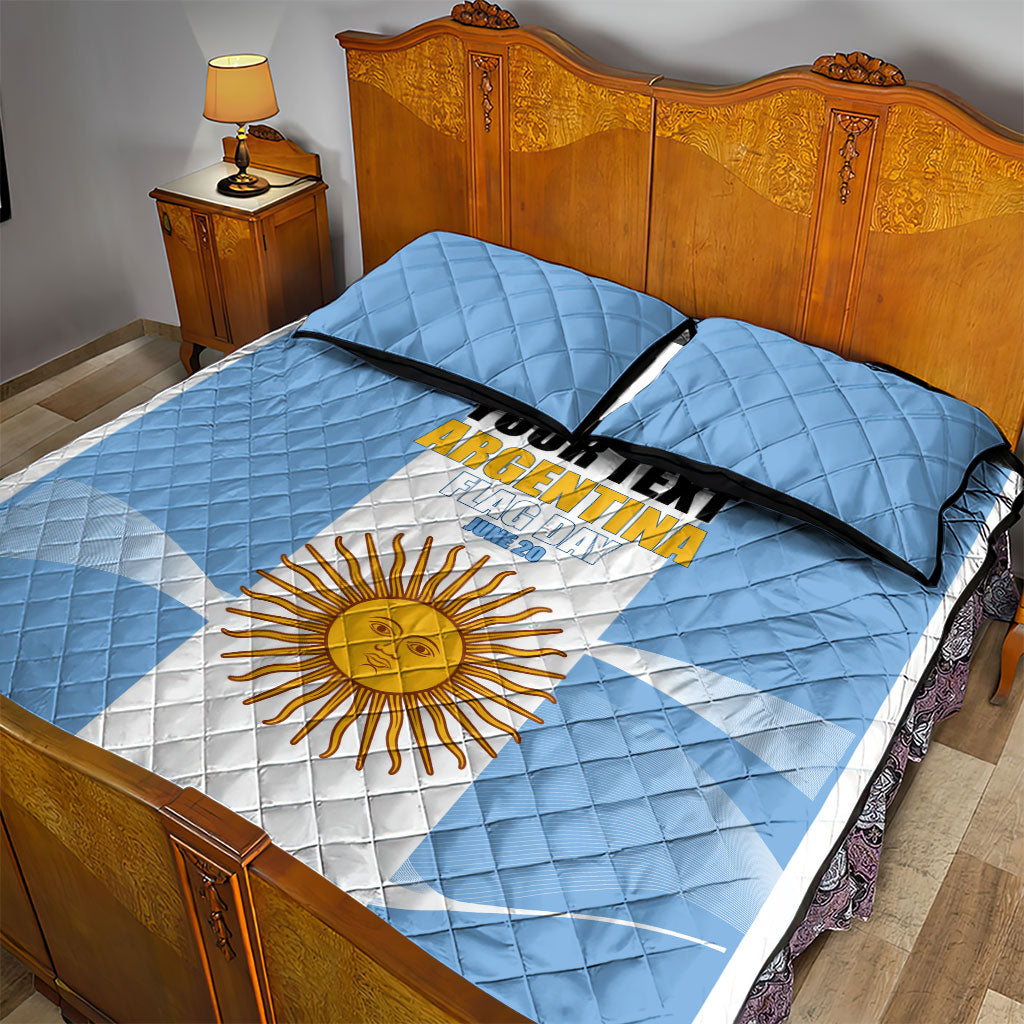 Personalized Argentina Flag Day Quilt Bed Set Sun Of May Sol De Mayo - National Emblem Patriotism