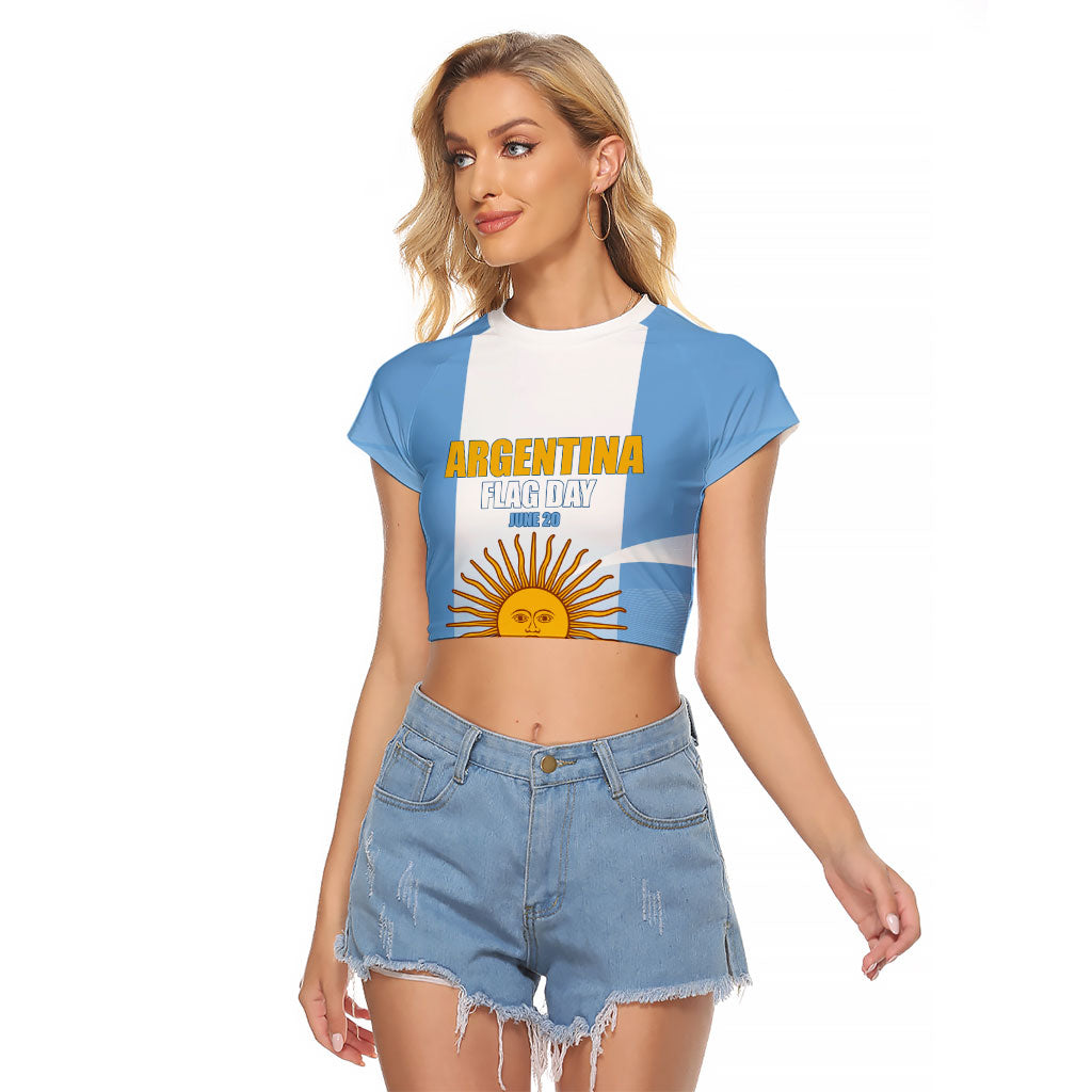 Personalized Argentina Flag Day Raglan Cropped T Shirt Sun Of May Sol De Mayo - National Emblem Patriotism