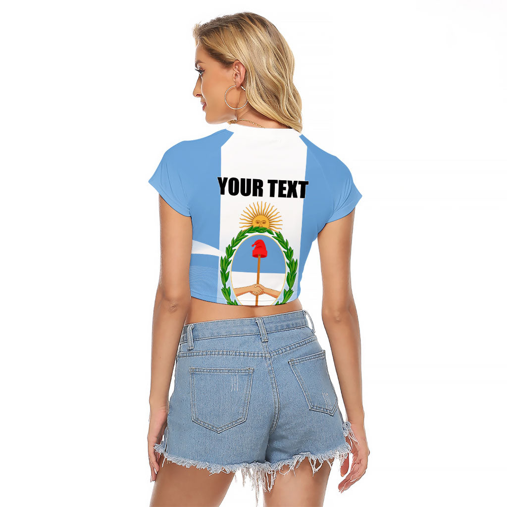 Personalized Argentina Flag Day Raglan Cropped T Shirt Sun Of May Sol De Mayo - National Emblem Patriotism