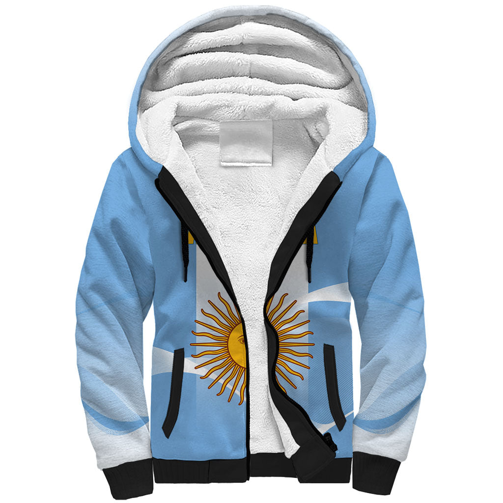 Personalized Argentina Flag Day Sherpa Hoodie Sun Of May Sol De Mayo - National Emblem Patriotism