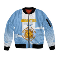 Personalized Argentina Flag Day Sleeve Zip Bomber Jacket Sun Of May Sol De Mayo - National Emblem Patriotism
