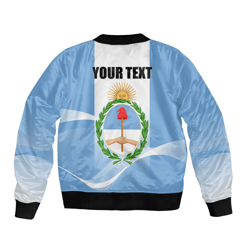 Personalized Argentina Flag Day Sleeve Zip Bomber Jacket Sun Of May Sol De Mayo - National Emblem Patriotism
