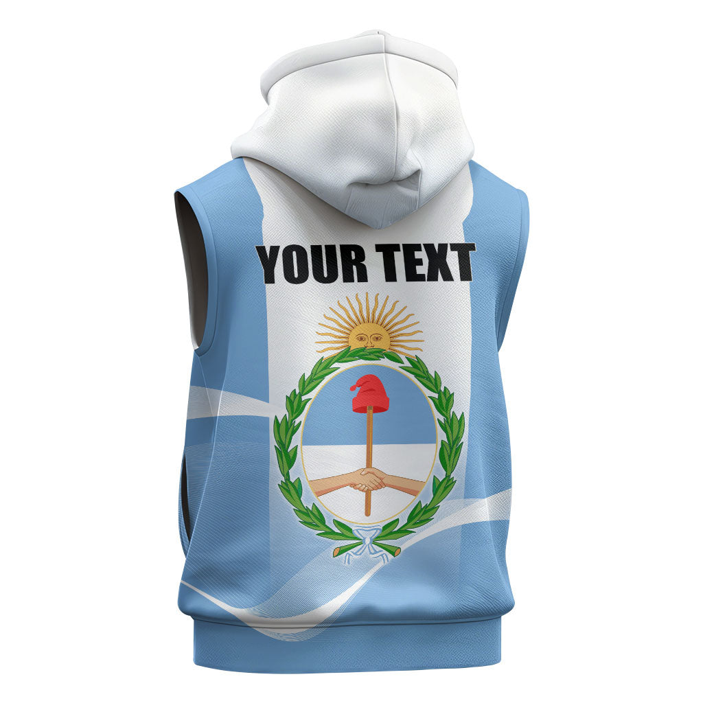 Personalized Argentina Flag Day Sleeveless Hoodie Sun Of May Sol De Mayo - National Emblem Patriotism