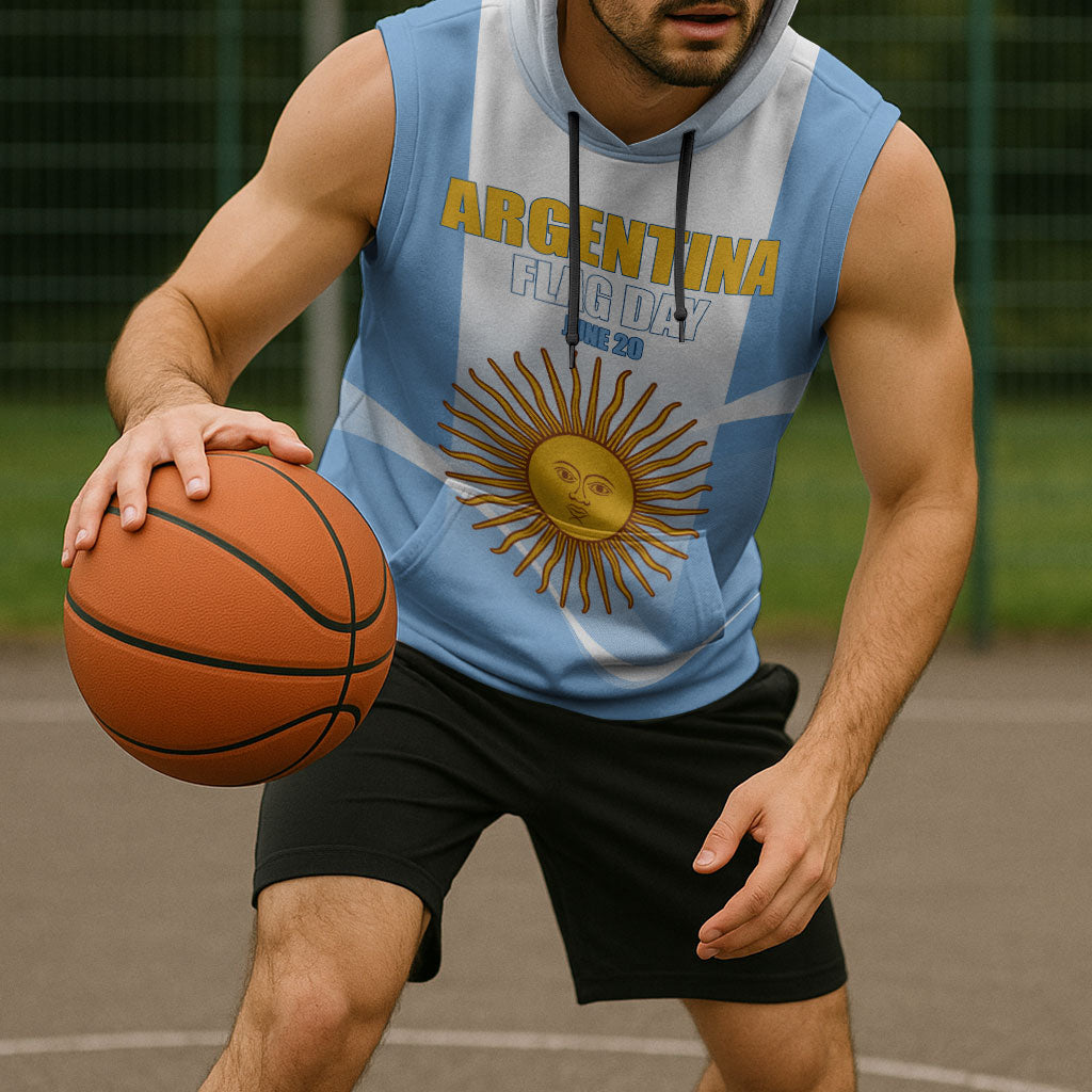 Personalized Argentina Flag Day Sleeveless Hoodie Sun Of May Sol De Mayo - National Emblem Patriotism