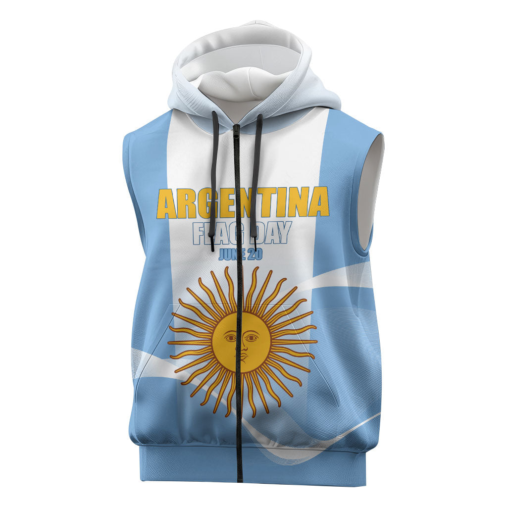 Personalized Argentina Flag Day Sleeveless Zip Hoodie Sun Of May Sol De Mayo - National Emblem Patriotism