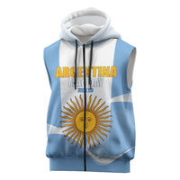 Personalized Argentina Flag Day Sleeveless Zip Hoodie Sun Of May Sol De Mayo - National Emblem Patriotism
