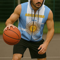 Personalized Argentina Flag Day Sleeveless Zip Hoodie Sun Of May Sol De Mayo - National Emblem Patriotism