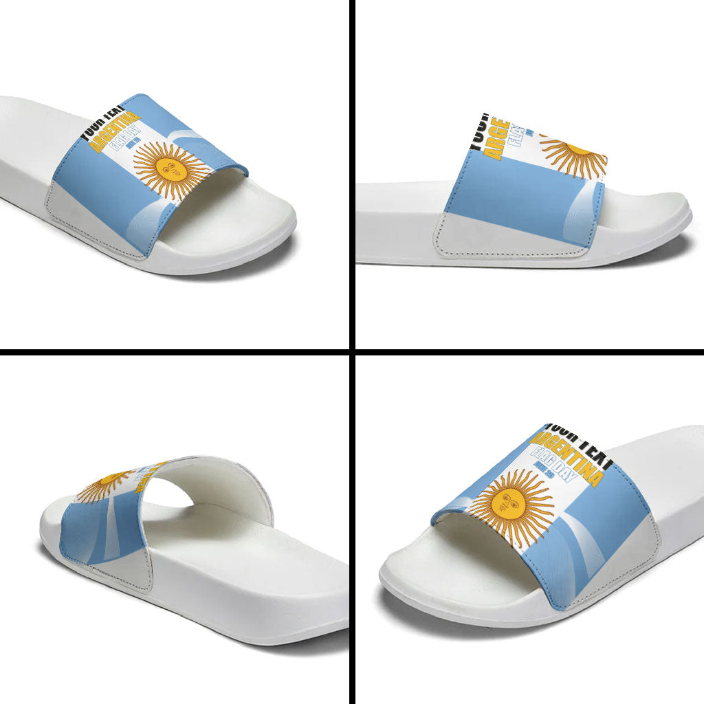 Personalized Argentina Flag Day Slide Sandals Sun Of May Sol De Mayo - National Emblem Patriotism