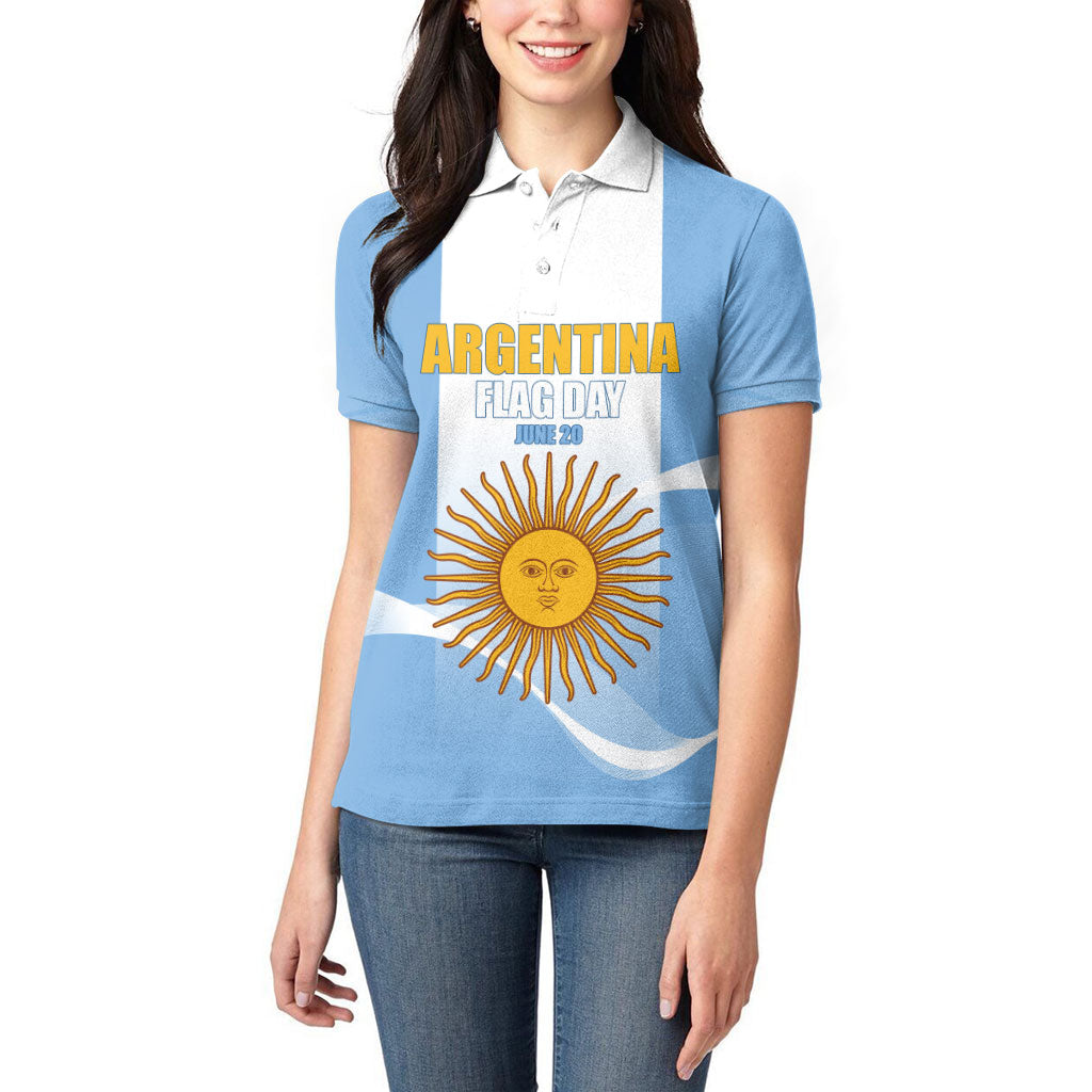 Personalized Argentina Flag Day Women Polo Shirt Sun Of May Sol De Mayo - National Emblem Patriotism