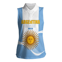 Personalized Argentina Flag Day Women Sleeveless Polo Shirt Sun Of May Sol De Mayo - National Emblem Patriotism