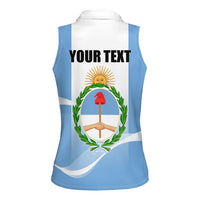Personalized Argentina Flag Day Women Sleeveless Polo Shirt Sun Of May Sol De Mayo - National Emblem Patriotism