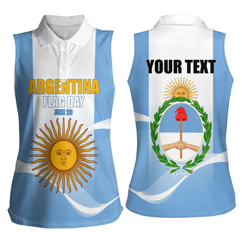 Personalized Argentina Flag Day Women Sleeveless Polo Shirt Sun Of May Sol De Mayo - National Emblem Patriotism
