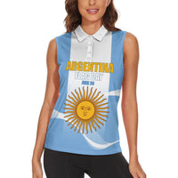 Personalized Argentina Flag Day Women Sleeveless Polo Shirt Sun Of May Sol De Mayo - National Emblem Patriotism