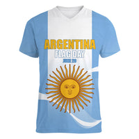 Personalized Argentina Flag Day Women V-Neck T-Shirt Sun Of May Sol De Mayo - National Emblem Patriotism