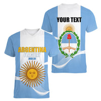 Personalized Argentina Flag Day Women V-Neck T-Shirt Sun Of May Sol De Mayo - National Emblem Patriotism