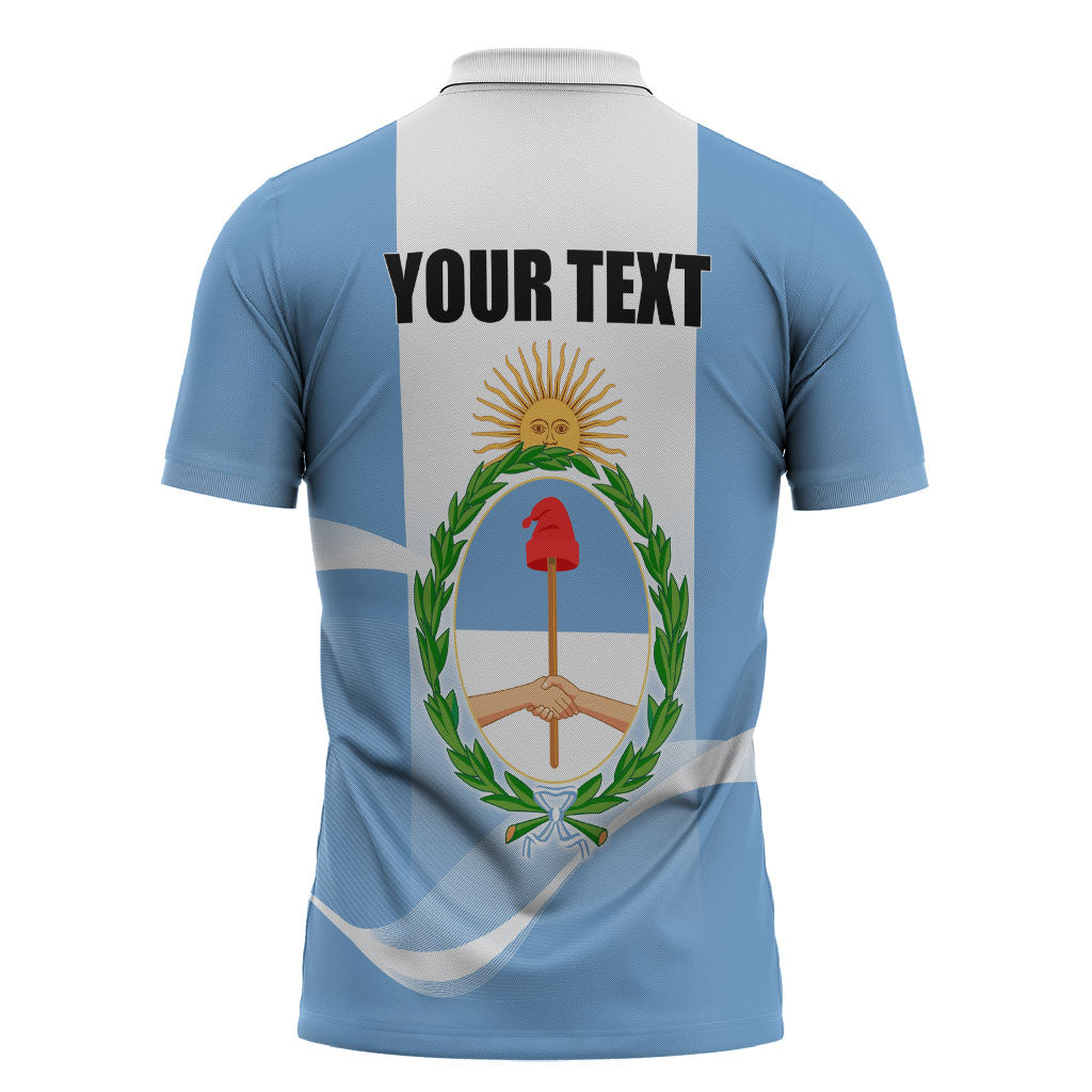 Personalized Argentina Flag Day Zipper Polo Shirt Sun Of May Sol De Mayo - National Emblem Patriotism