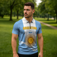 Personalized Argentina Flag Day Zipper Polo Shirt Sun Of May Sol De Mayo - National Emblem Patriotism