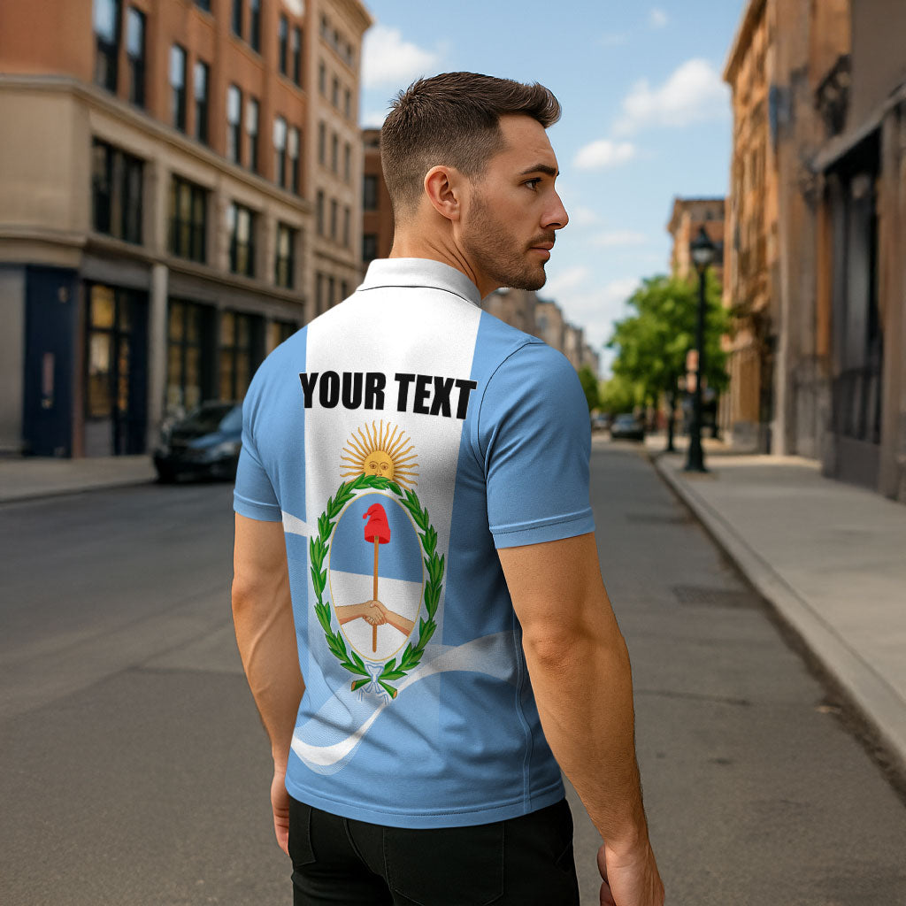Personalized Argentina Flag Day Zipper Polo Shirt Sun Of May Sol De Mayo - National Emblem Patriotism