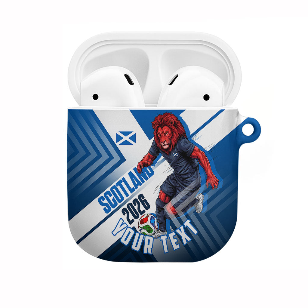 Personalized Scotland Football 2026 AirPods Case Scottish Soccer Red Lion Mascot Saltire Cross