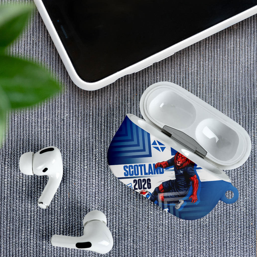 Personalized Scotland Football 2026 AirPods Case Scottish Soccer Red Lion Mascot Saltire Cross