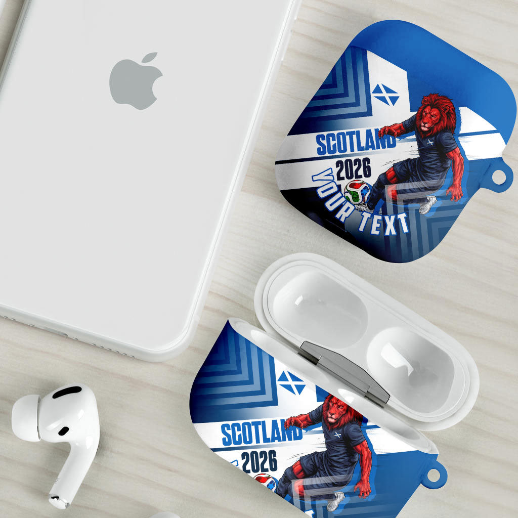 Personalized Scotland Football 2026 AirPods Case Scottish Soccer Red Lion Mascot Saltire Cross