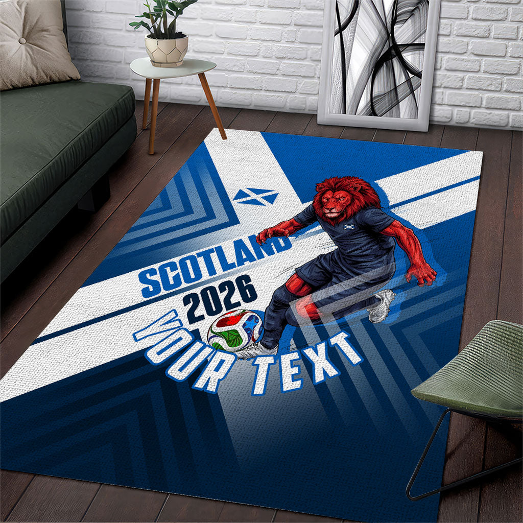 Personalized Scotland Football 2026 Area Rug Scottish Soccer Red Lion Mascot Saltire Cross