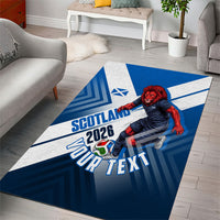 Personalized Scotland Football 2026 Area Rug Scottish Soccer Red Lion Mascot Saltire Cross