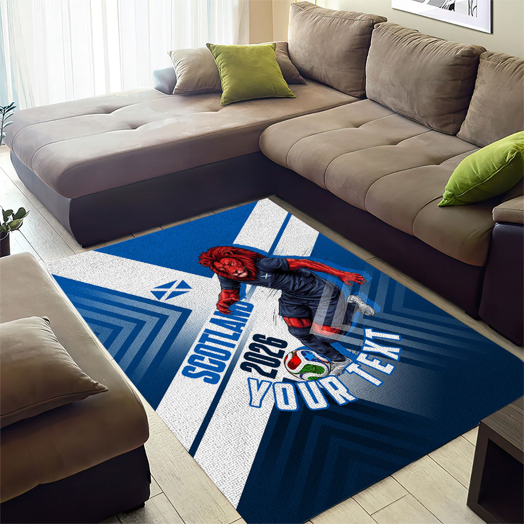 Personalized Scotland Football 2026 Area Rug Scottish Soccer Red Lion Mascot Saltire Cross