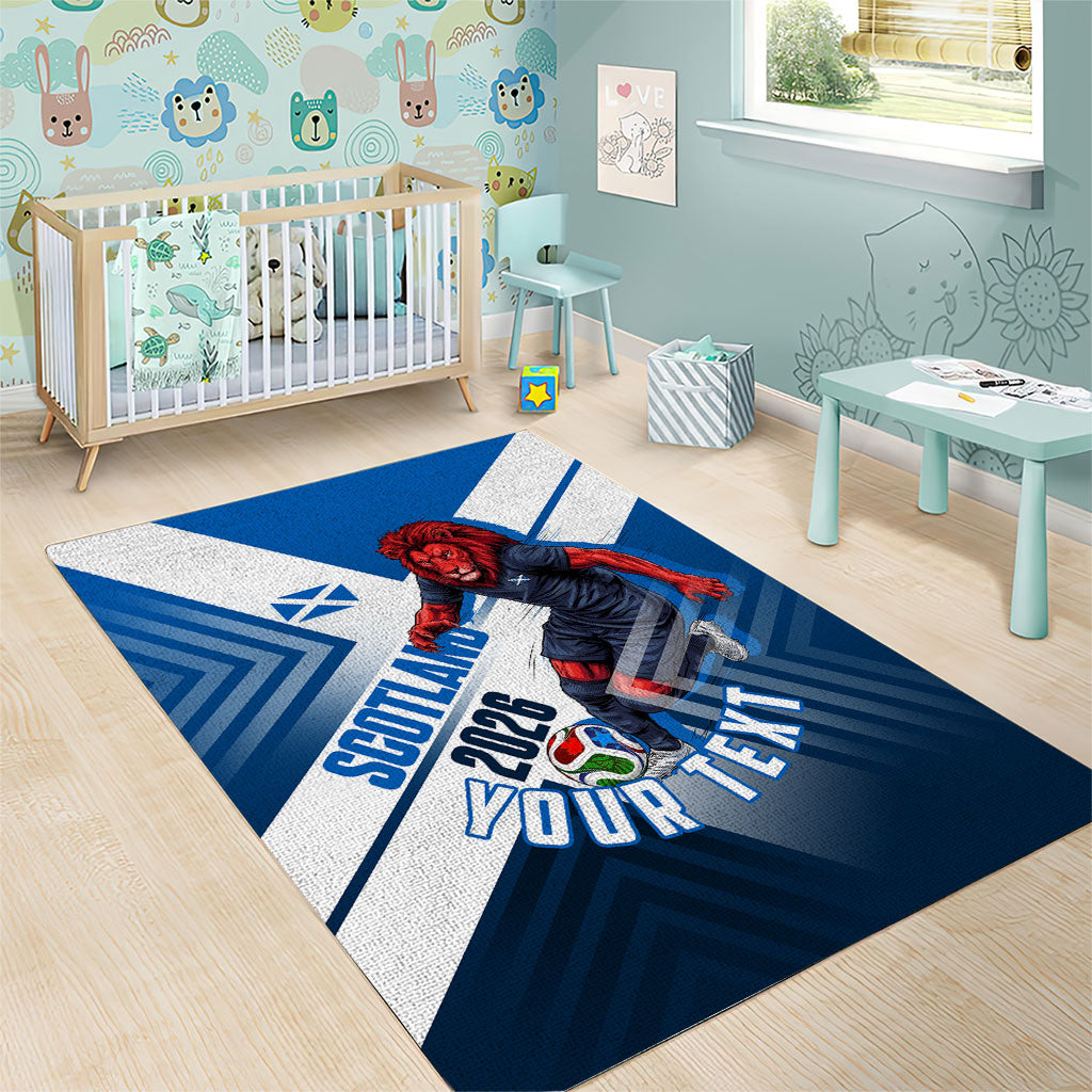 Personalized Scotland Football 2026 Area Rug Scottish Soccer Red Lion Mascot Saltire Cross