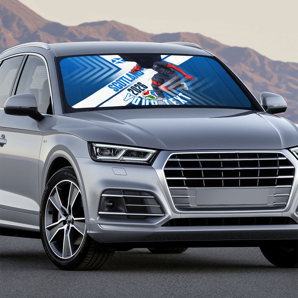 Personalized Scotland Football 2026 Auto Sun Shade Scottish Soccer Red Lion Mascot Saltire Cross